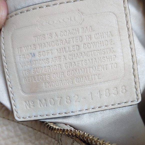 Coach Cream Textured Leather Hobo Bag - Picture 9 of 9